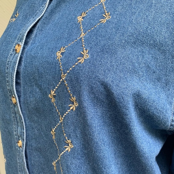 Vintage Proudly Plus 80’s/90’s Embroidered Jean Shirt Sz 2X - Picture 6 of 11